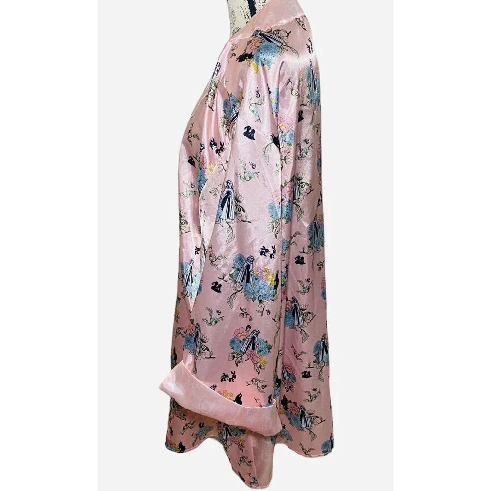 Disney Robe Pink Satin Princess‎ Aurora Sleeping Beauty Womens LARGE Sleepwear - Picture 5 of 8